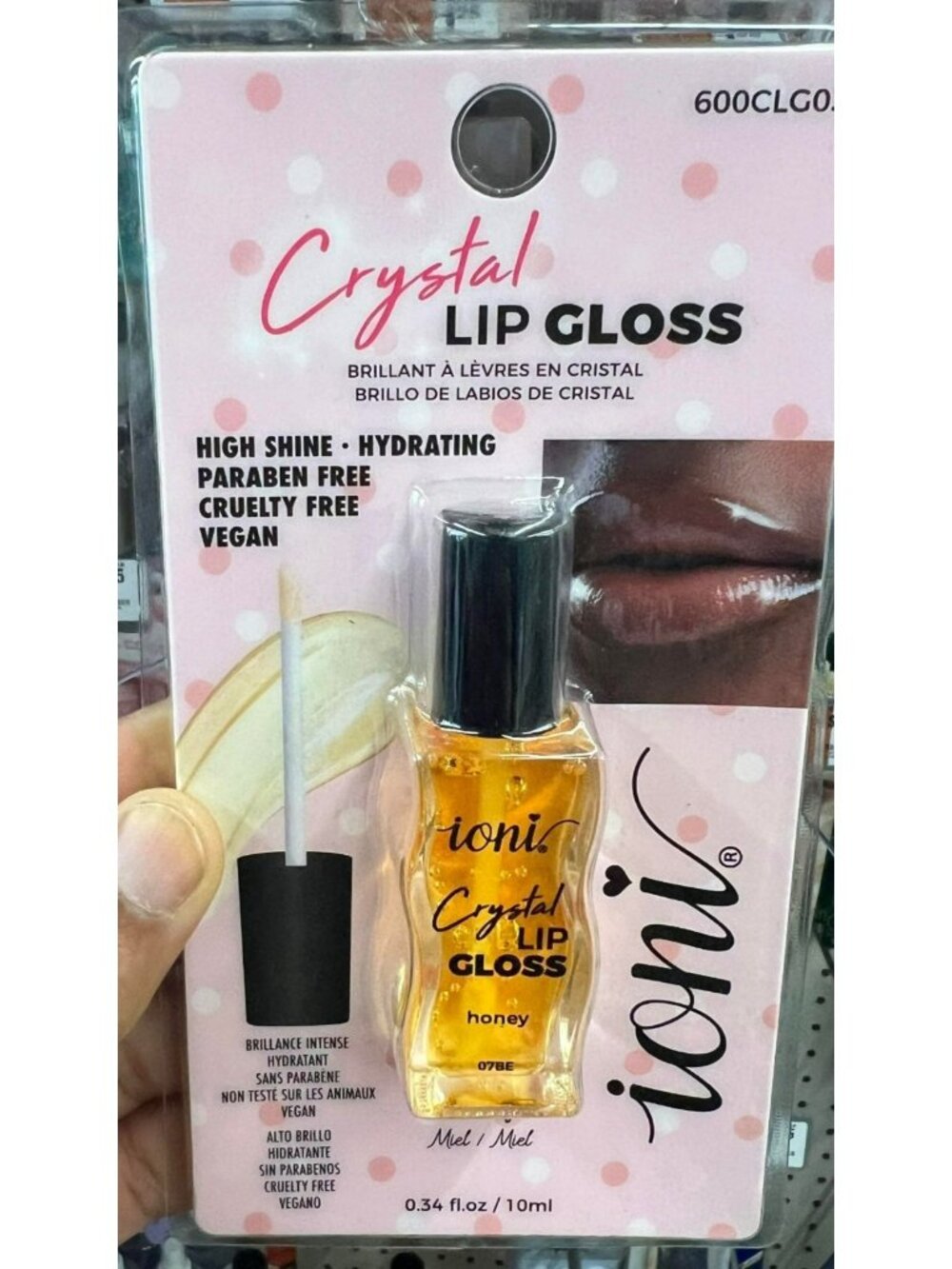 Ioni Crystal Lip Gloss Honey 10ml Hydrating Vegan Paraben-Free High Shine Cruelt